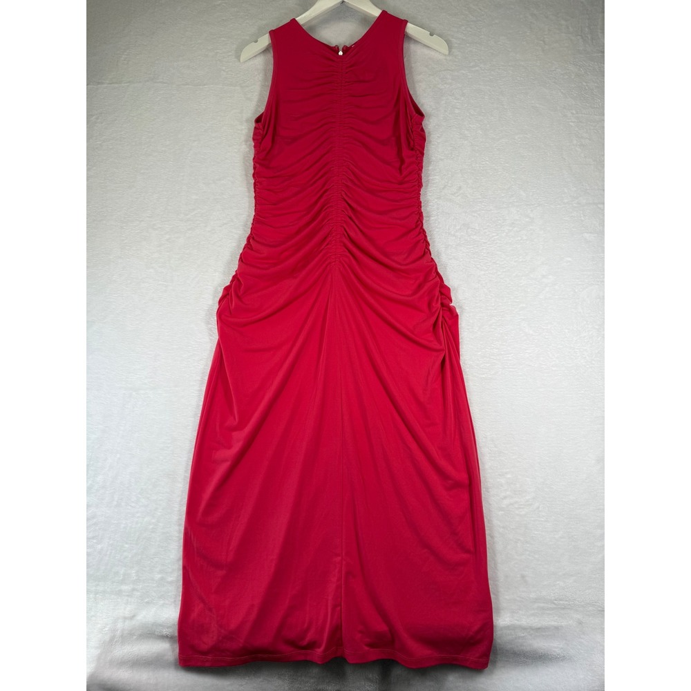 Michael Michael Kors Geranium Pink Ruched Bodycon Dress Large MS381LR03G NEW